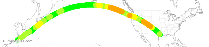 Turbulence forecast map for EVA52, TPE to IAH