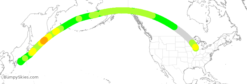 Turbulence forecast map for EVA607, ORD to KIX