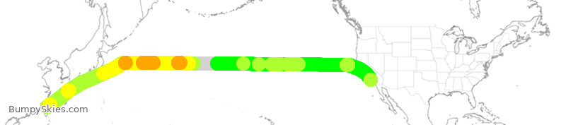 Turbulence forecast map for EVA620, TPE to LAX