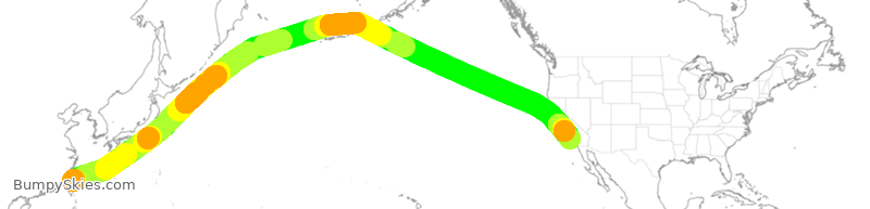 Turbulence forecast map for EVA630, TPE to LAX