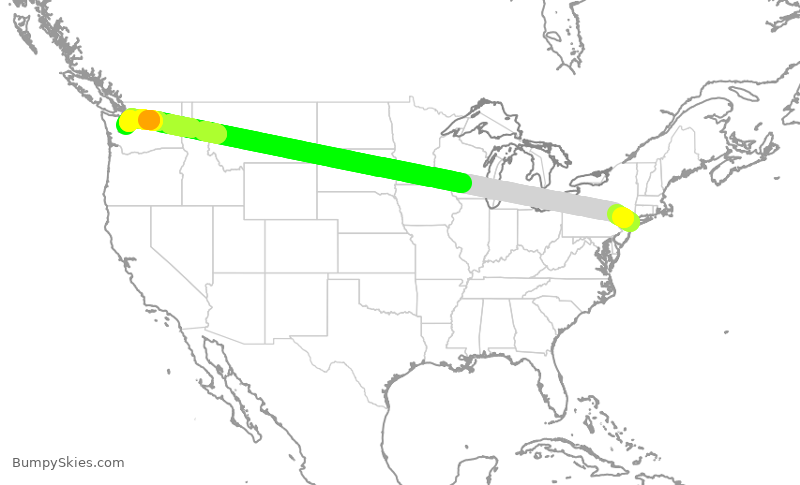 Turbulence forecast map for EVA633, JFK to SEA