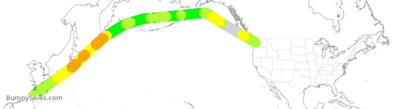 Turbulence forecast map for EVA633, SEA to TPE