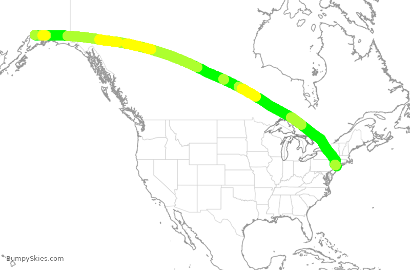 Turbulence forecast map for EVA634, ANC to JFK