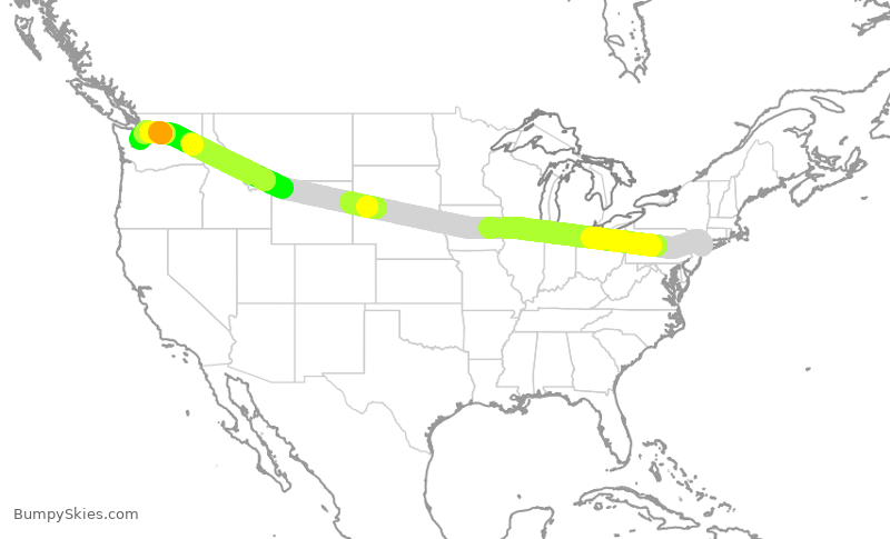 Turbulence forecast map for EVA637, JFK to SEA