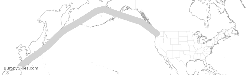 Turbulence forecast map for EVA637, SEA to CTP