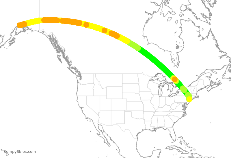 Turbulence forecast map for EVA638, ANC to JFK