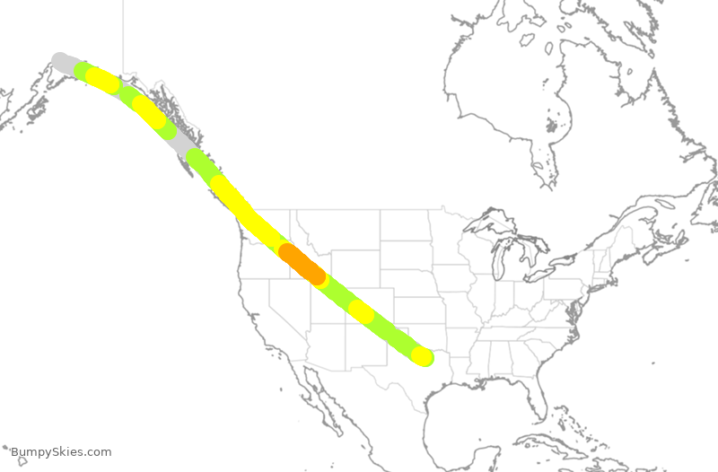 Turbulence forecast map for EVA643, DFW to ANC