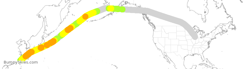Turbulence forecast map for EVA645, ORD to CTP