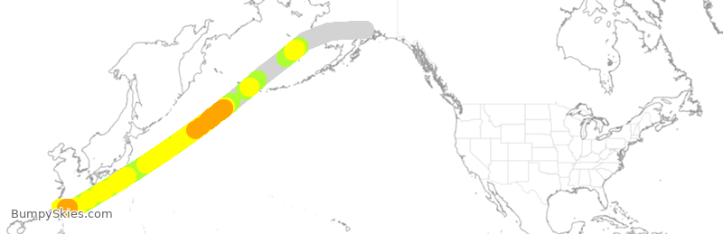 Turbulence forecast map for EVA651, ANC to CTP