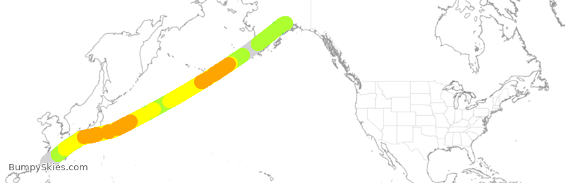 Turbulence forecast map for EVA654, TPE to ANC