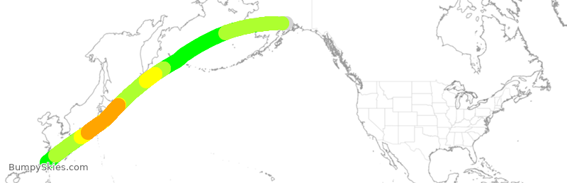 Turbulence forecast map for EVA659, ANC to TPE