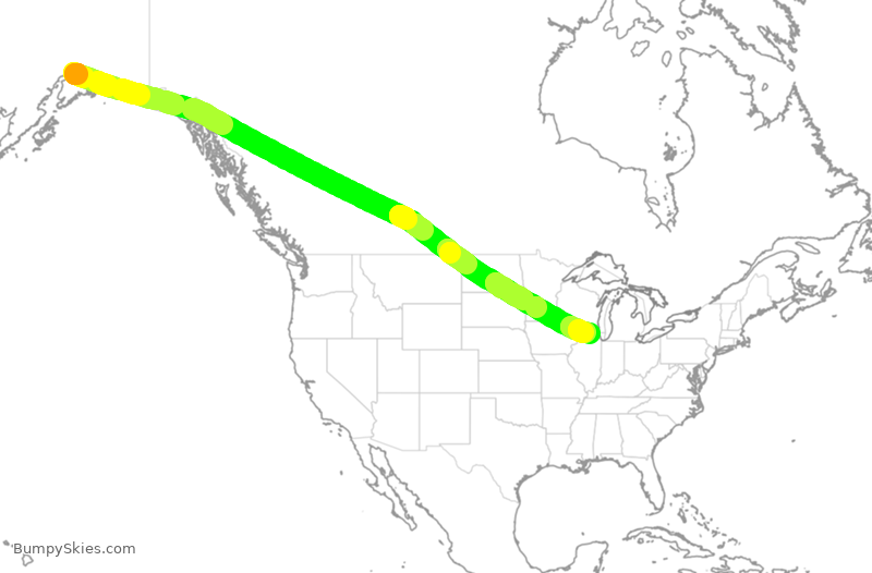 Turbulence forecast map for EVA662, ANC to ORD