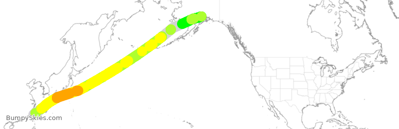 Turbulence forecast map for EVA662, TPE to ANC
