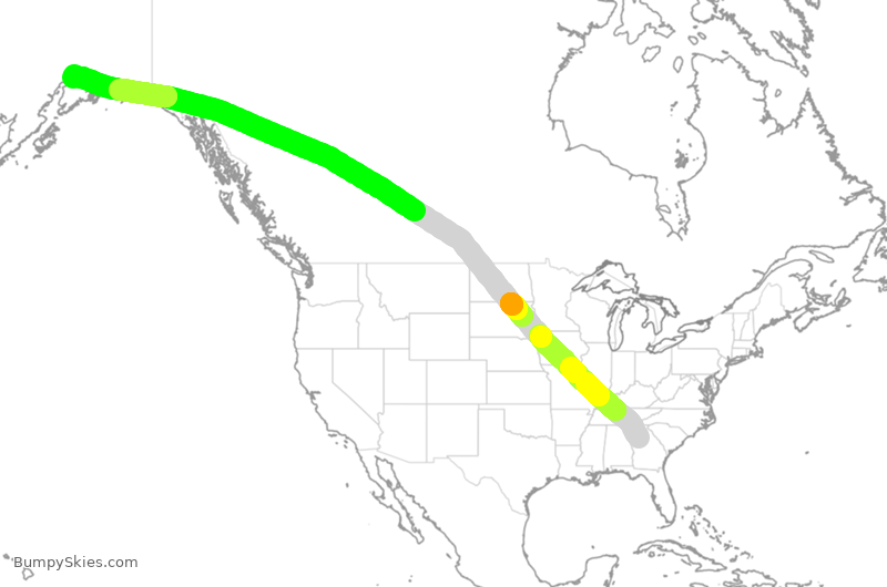 Turbulence forecast map for EVA665, ATL to ANC