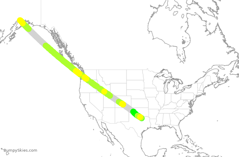 Turbulence forecast map for EVA692, ANC to DFW