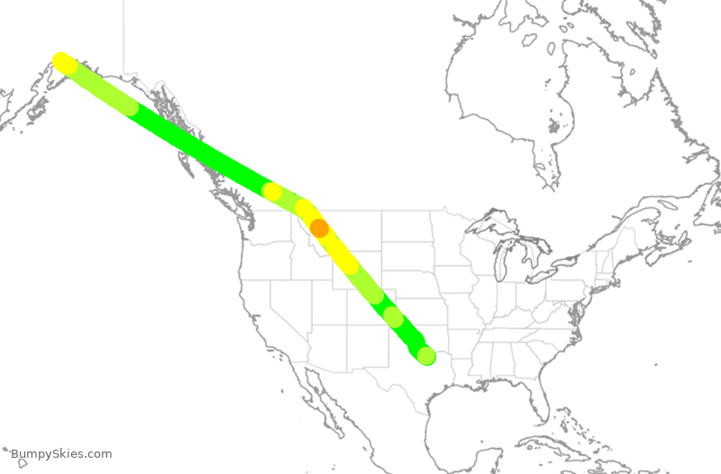 Turbulence forecast map for EVA696, ANC to DFW
