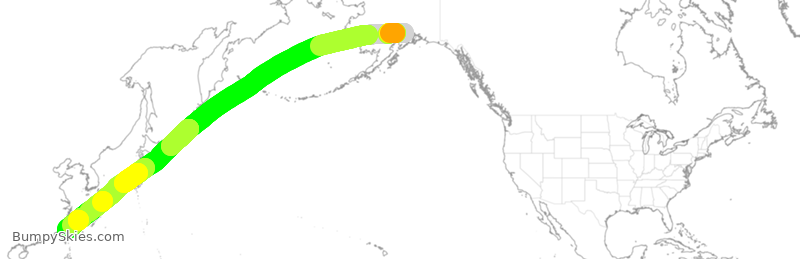 Turbulence forecast map for EVA697, ANC to CTP