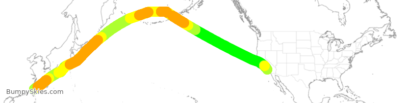 Turbulence forecast map for EVA6, TPE to LAX