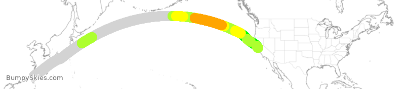 Turbulence forecast map for EVA8, TPE to SFO