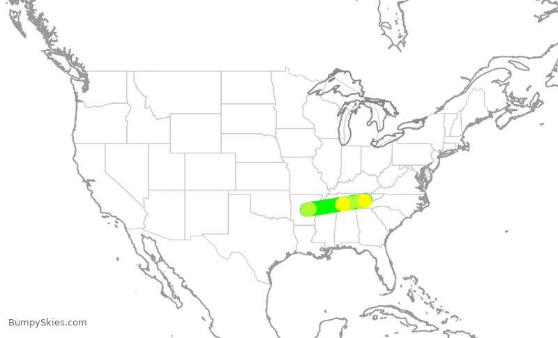 Turbulence forecast map for FCE32, TYS to LIT