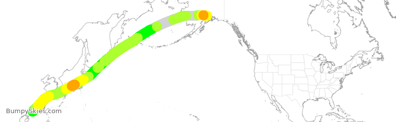Turbulence forecast map for FDX6031, ANC to GGG