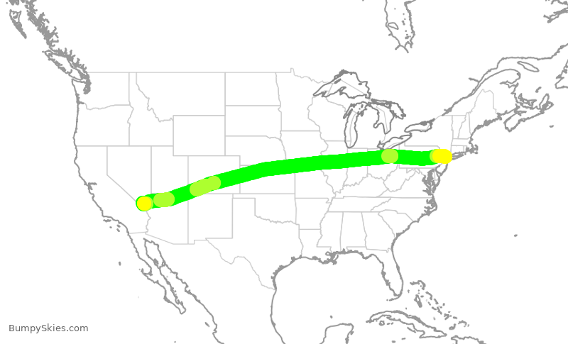 Turbulence forecast map for FFL1416, TEB to HND