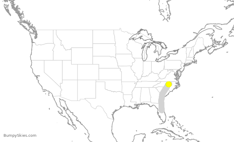 Turbulence forecast map for FFT1040, MCO to RDU
