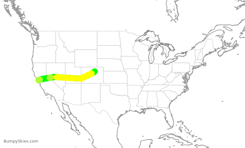 Turbulence forecast map for FFT1094, SFO to DEN
