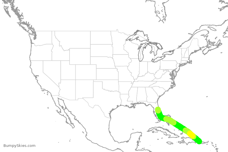 Turbulence forecast map for FFT1097, BQN to MCO