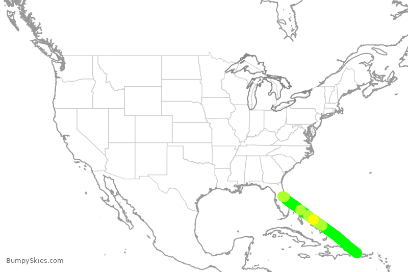 Turbulence forecast map for FFT1098, MCO to JBQ