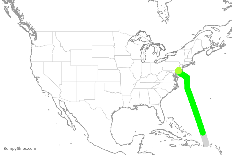 Turbulence forecast map for FFT1165, SJU to PHL