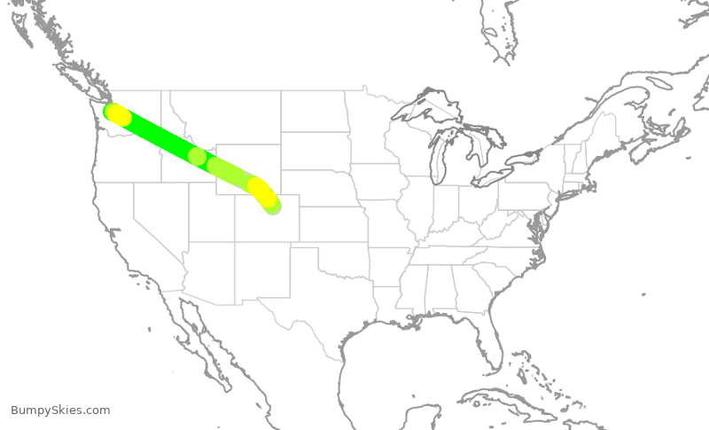 Turbulence forecast map for FFT1175, DEN to SEA