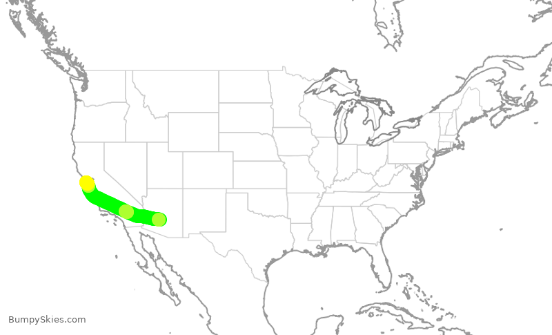 Turbulence forecast map for FFT1191, PHX to SFO