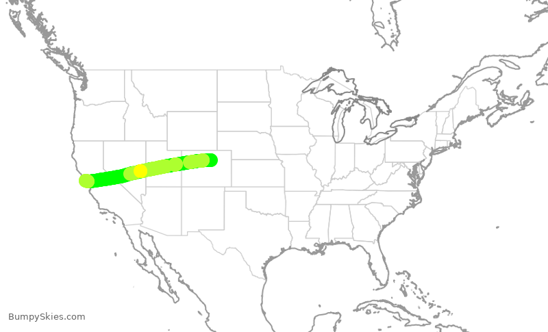 Turbulence forecast map for FFT1229, DEN to SFO