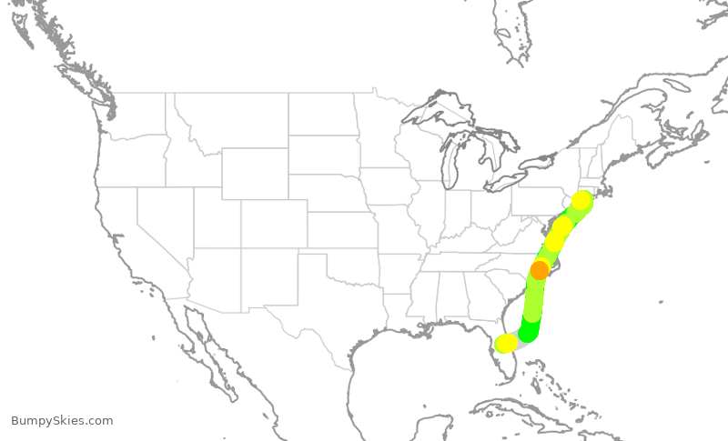 Turbulence forecast map for FFT1238, MCO to ISP