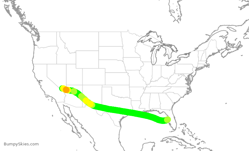 Turbulence forecast map for FFT1257, TPA to LAS