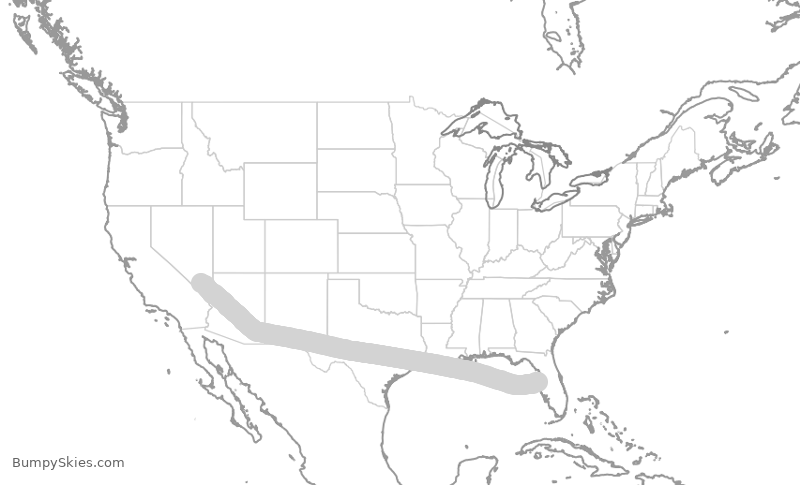 Turbulence forecast map for FFT1258, LAS to TPA