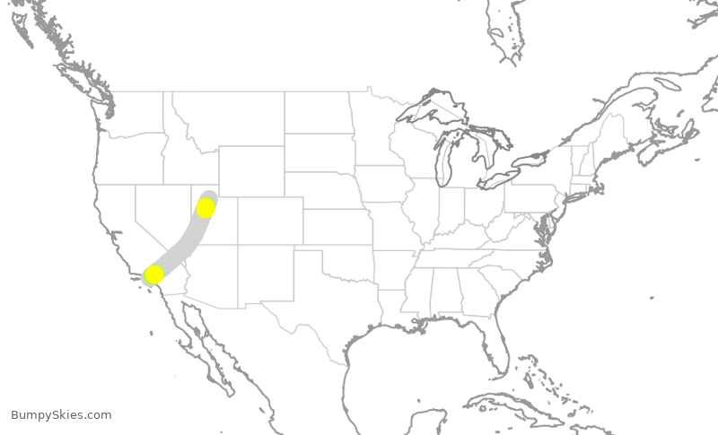 Turbulence forecast map for FFT1268, LAX to SLC