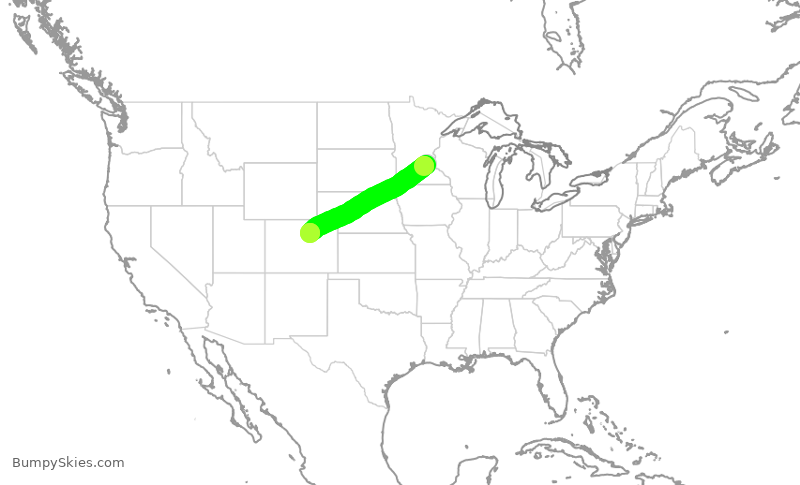 Turbulence forecast map for FFT1291, MSP to DEN