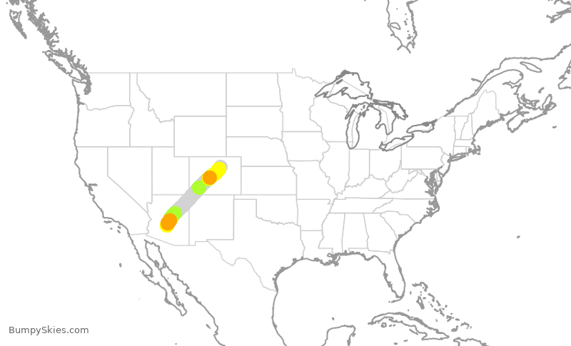 Turbulence forecast map for FFT1376, PHX to DEN