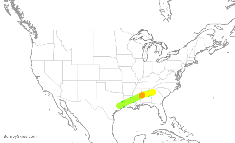 Turbulence forecast map for FFT1403, ATL to IAH