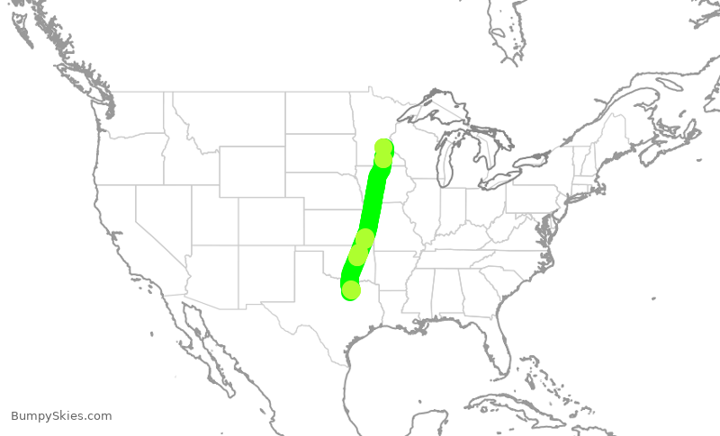 Turbulence forecast map for FFT1456, DFW to MSP