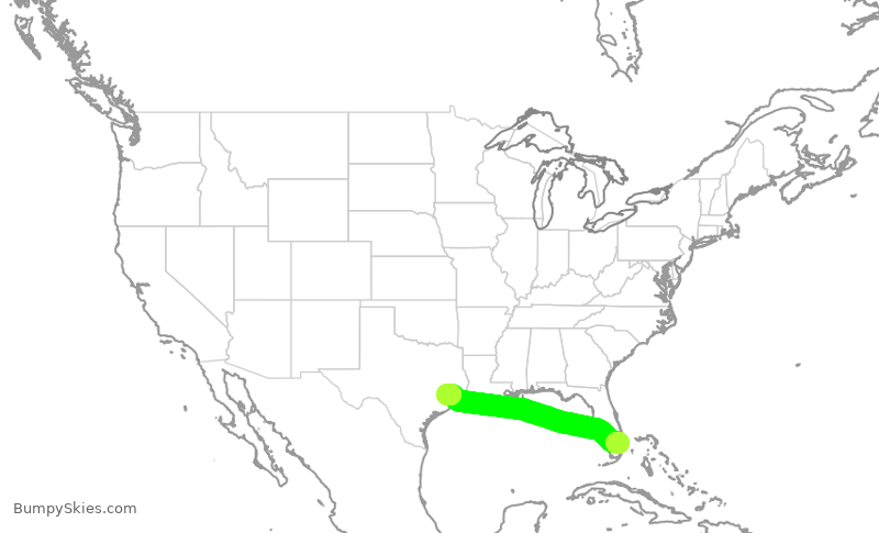 Turbulence forecast map for FFT1495, FLL to IAH