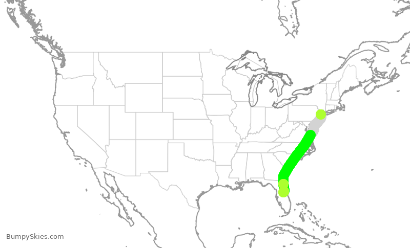 Turbulence forecast map for FFT1659, EWR to MCO