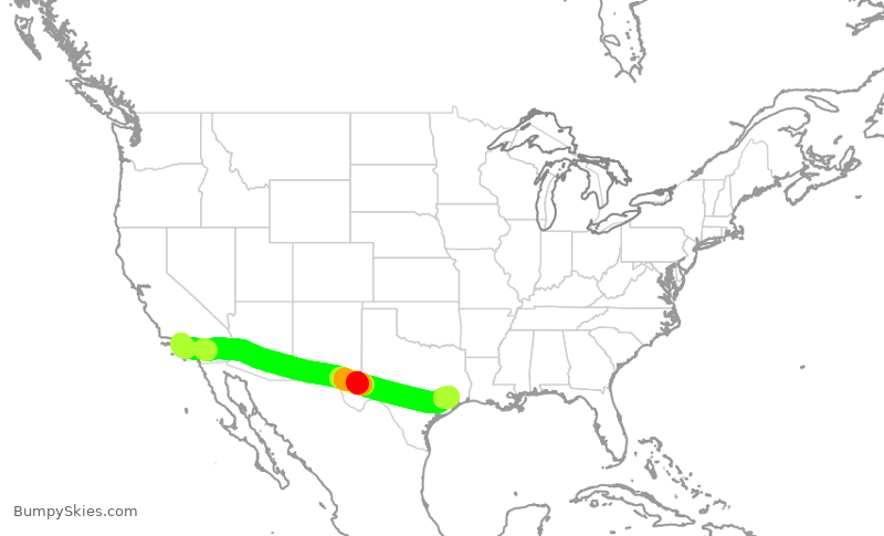 Turbulence forecast map for FFT1756, LAX to IAH