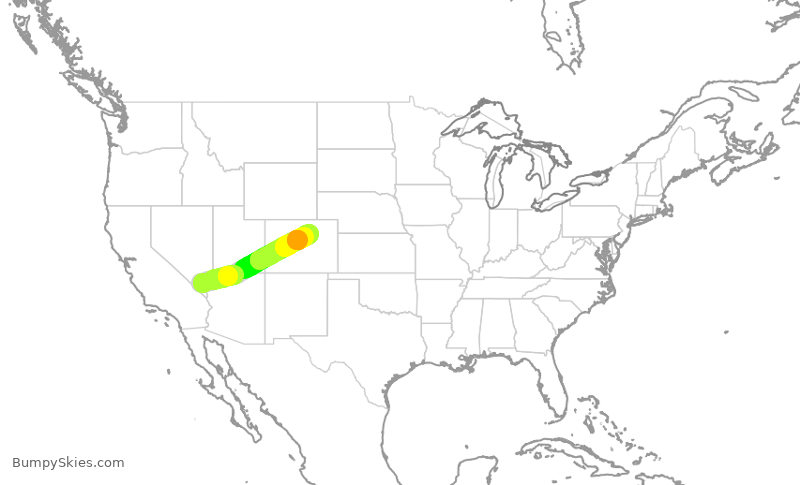 Turbulence forecast map for FFT1766, LAS to DEN