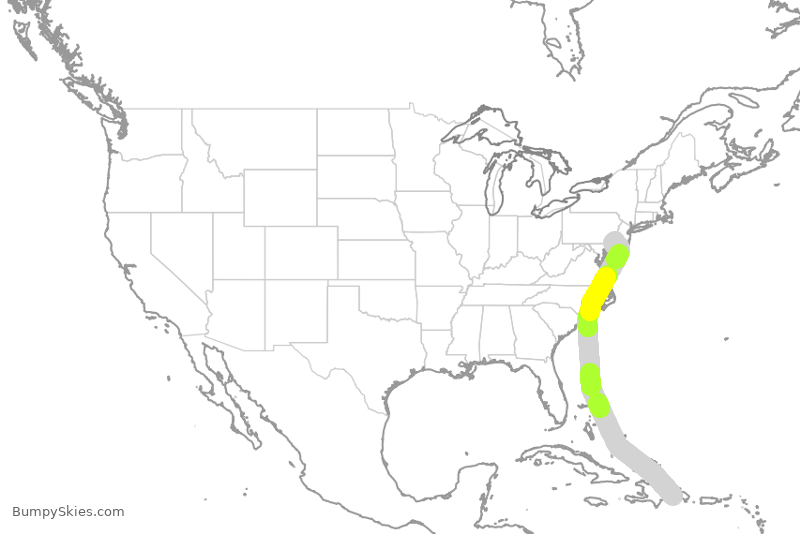Turbulence forecast map for FFT180, SDQ to PHL