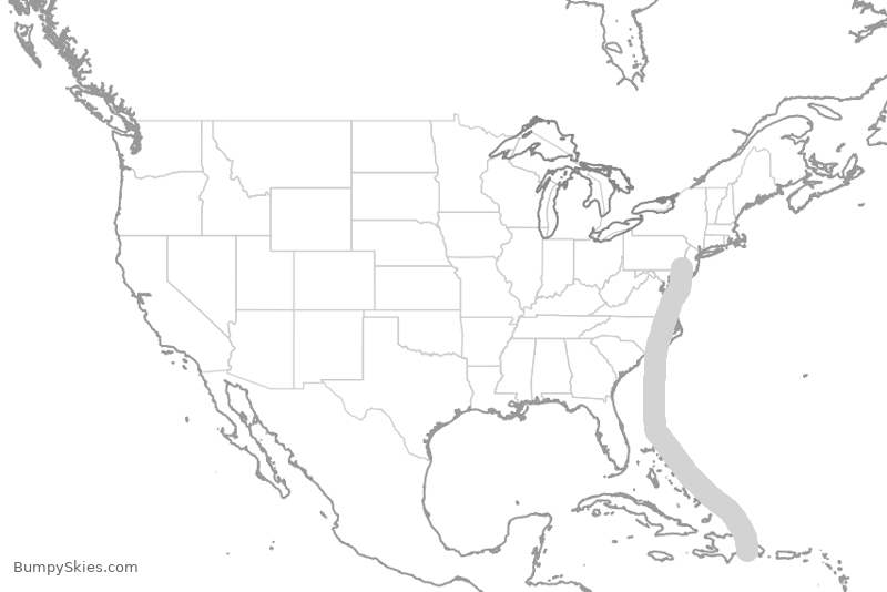 Turbulence forecast map for FFT181, PHL to SDQ