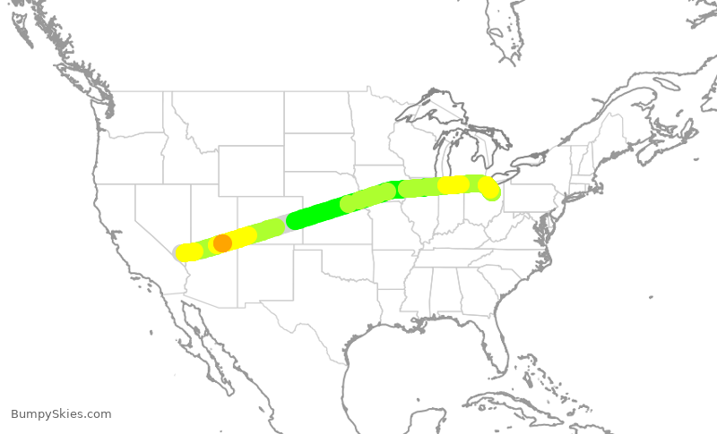 Turbulence forecast map for FFT1822, LAS to CLE