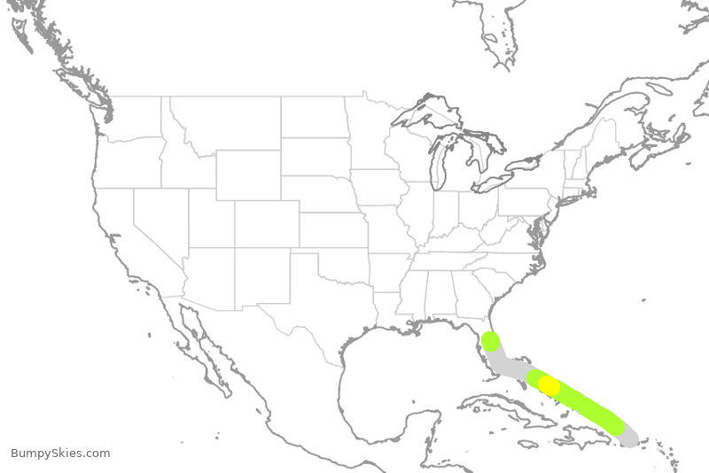 Turbulence forecast map for FFT1823, JSJ to MCO